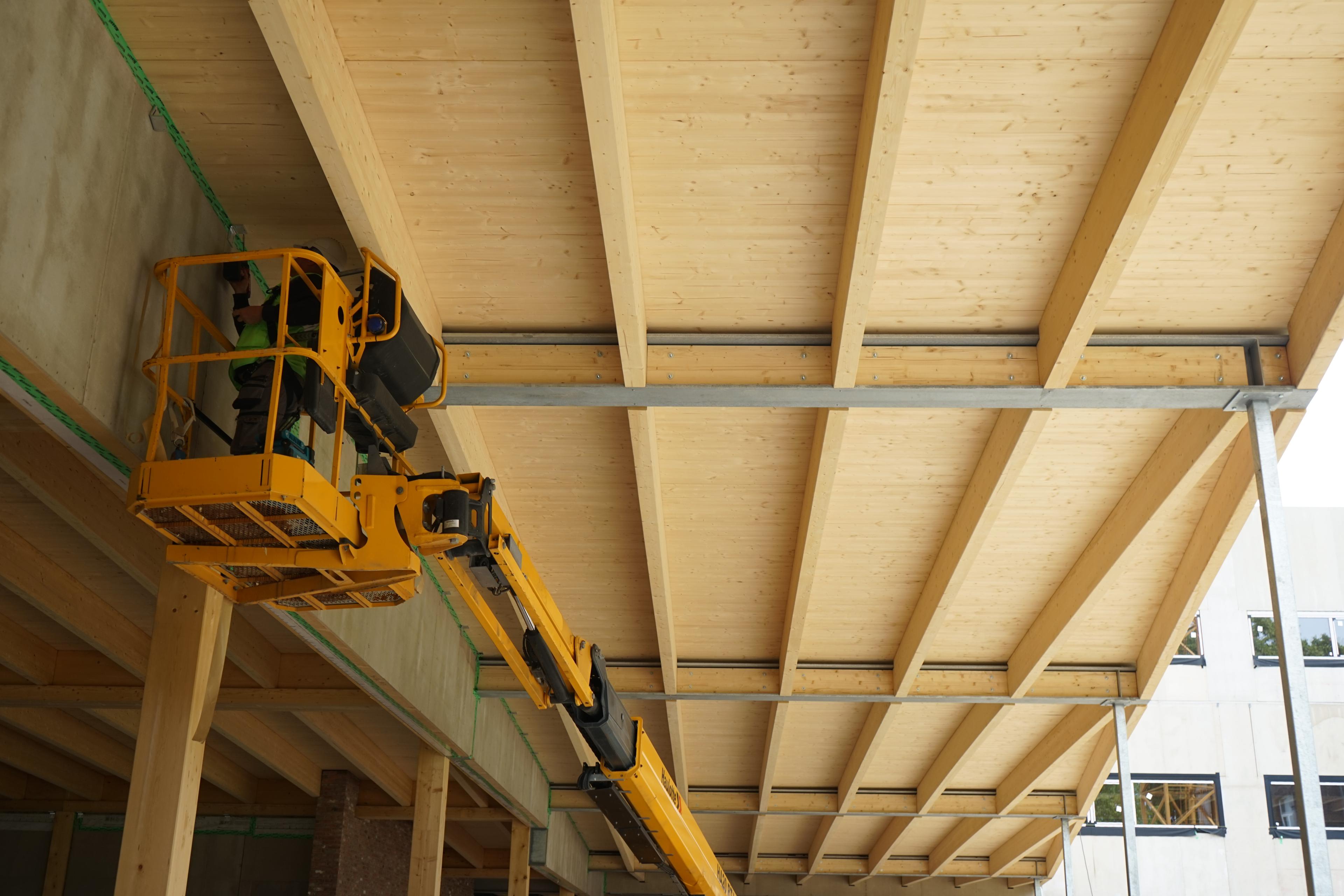 Photo du chantier — ossature bois pour collège de médecine en Belgique 8
