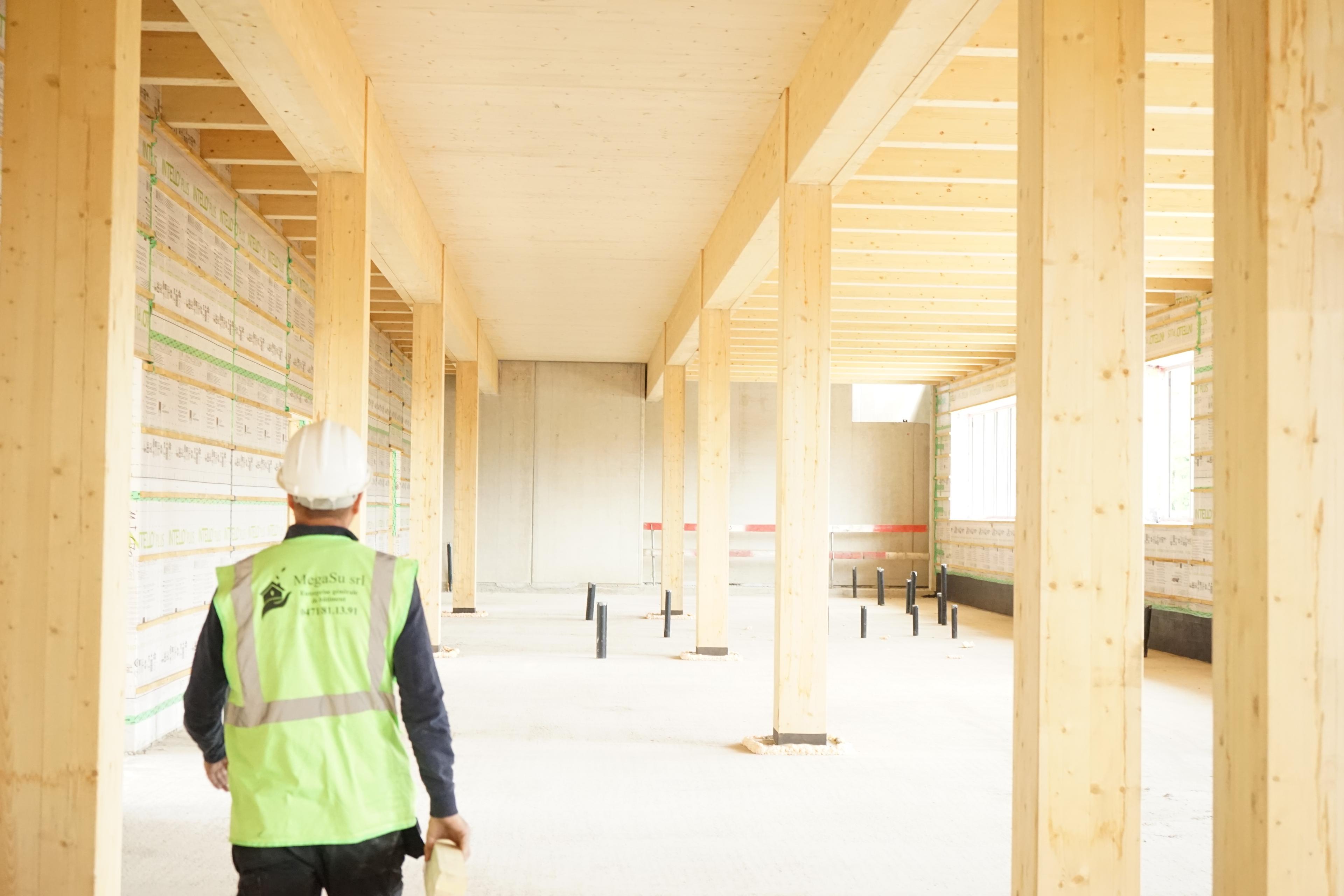 Photo du chantier — ossature bois pour collège de médecine en Belgique 6
